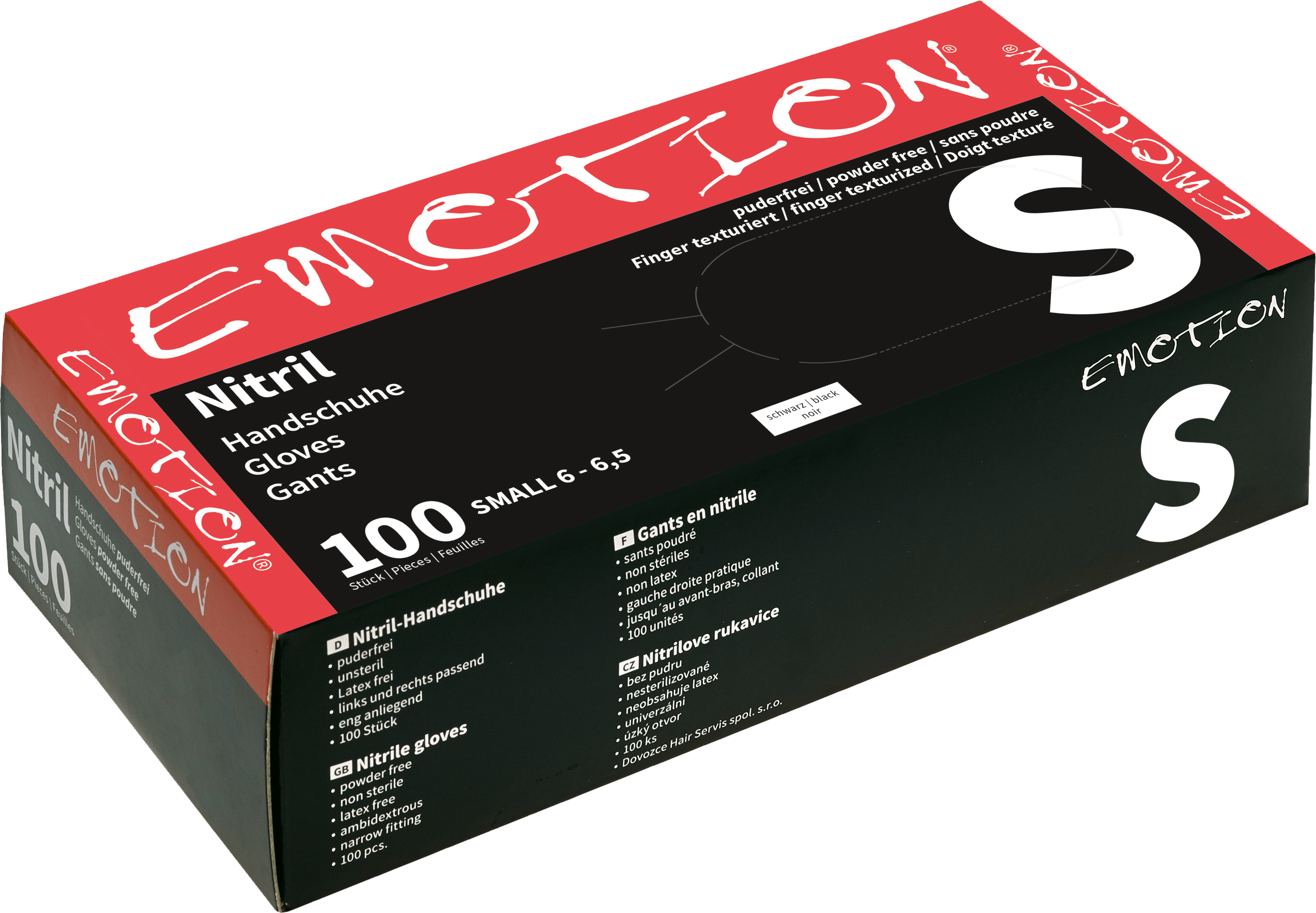 Emotion Nitril - Handschuhe puderfrei schwarz S 100Stk.