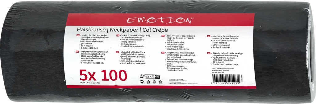 Emotion Halsschutzkrause schwarz - 5 Rollen à 100 Blatt
