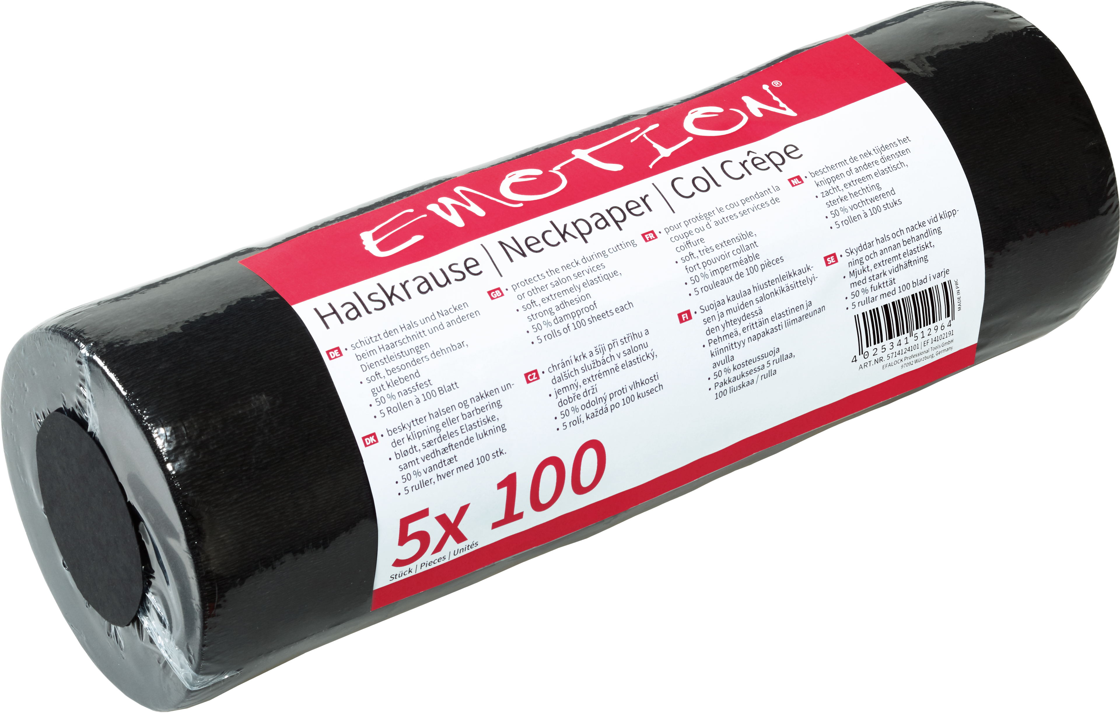 Emotion Halsschutzkrause schwarz - 5 Rollen à 100 Blatt