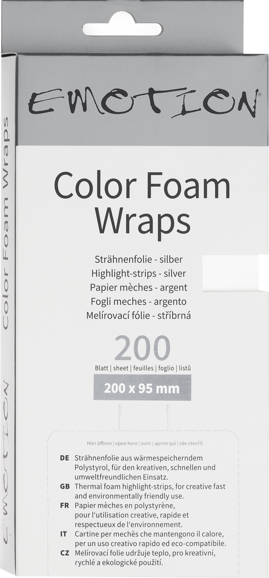 Emotion COLOR FOAM WRAPS Strähnenpapier 20cm silber - 200Stk.