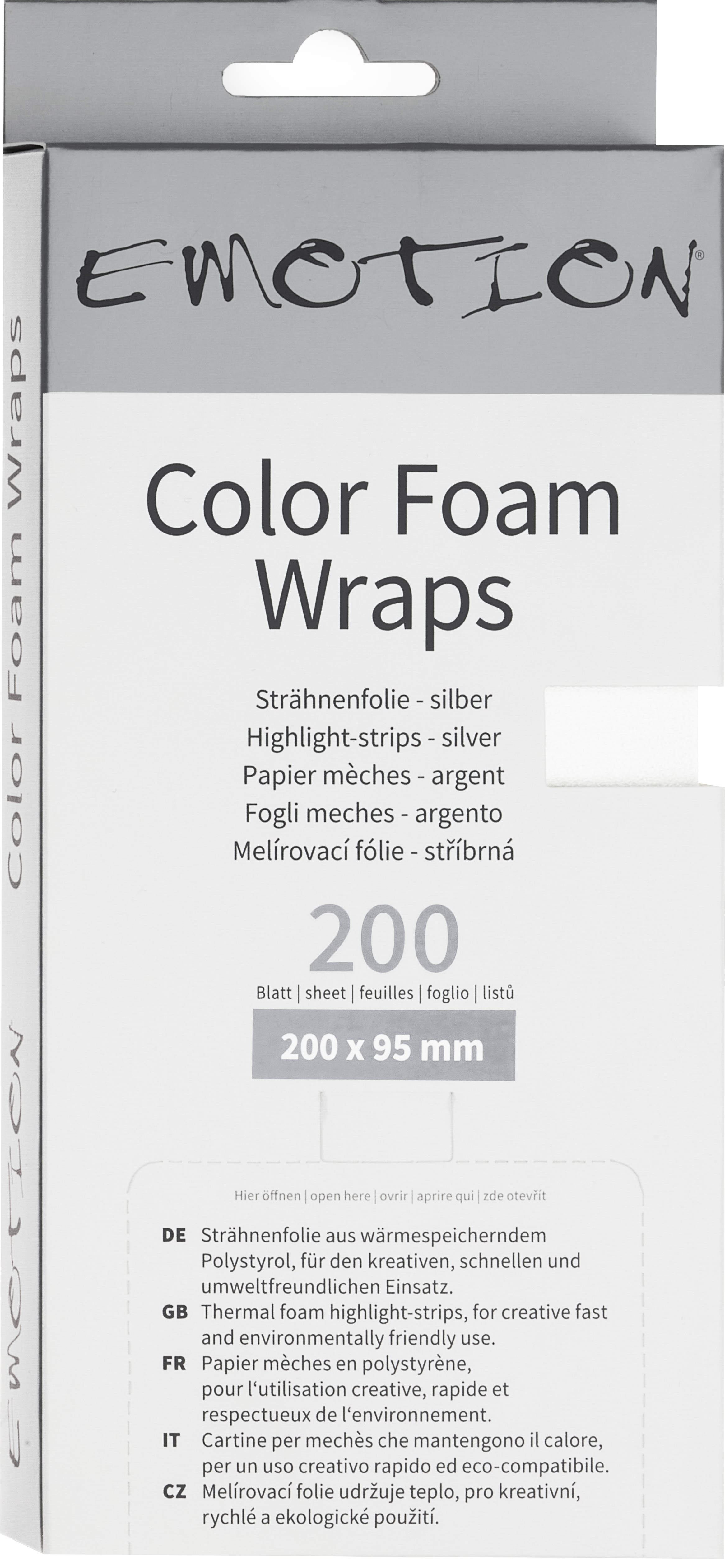 Emotion COLOR FOAM WRAPS Strähnenpapier 20cm silber - 200Stk.