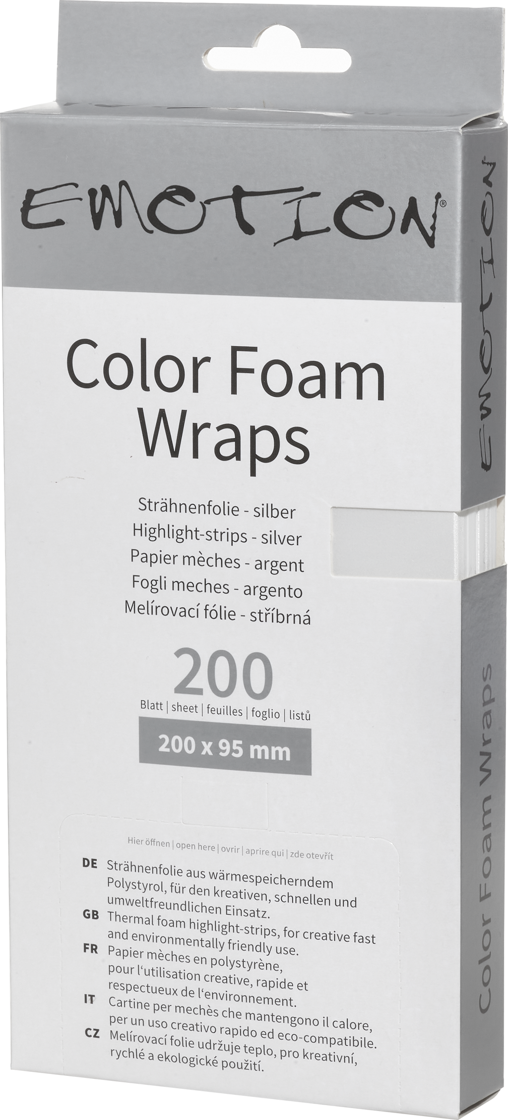 Emotion COLOR FOAM WRAPS Strähnenpapier 20cm silber - 200Stk.