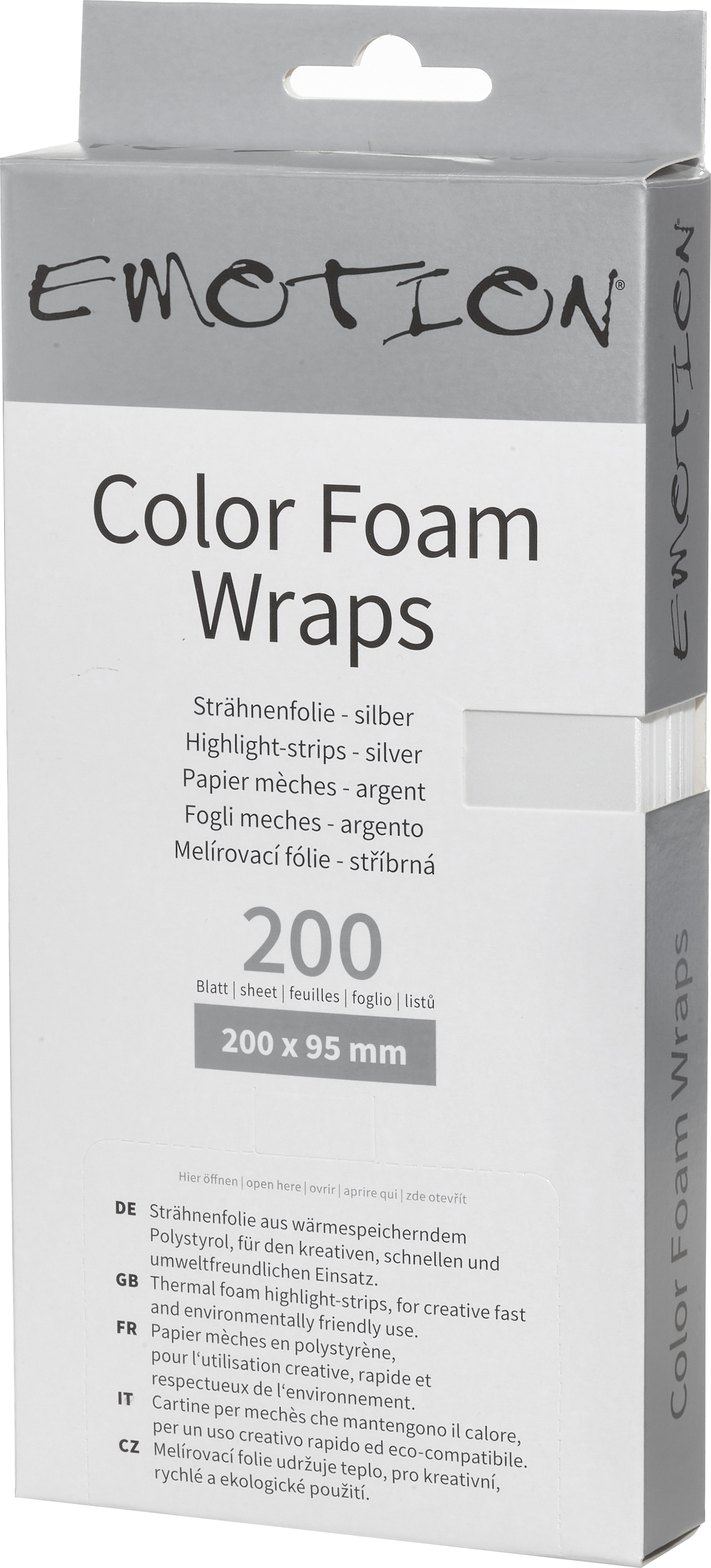Emotion COLOR FOAM WRAPS Strähnenpapier 20cm silber - 200Stk.