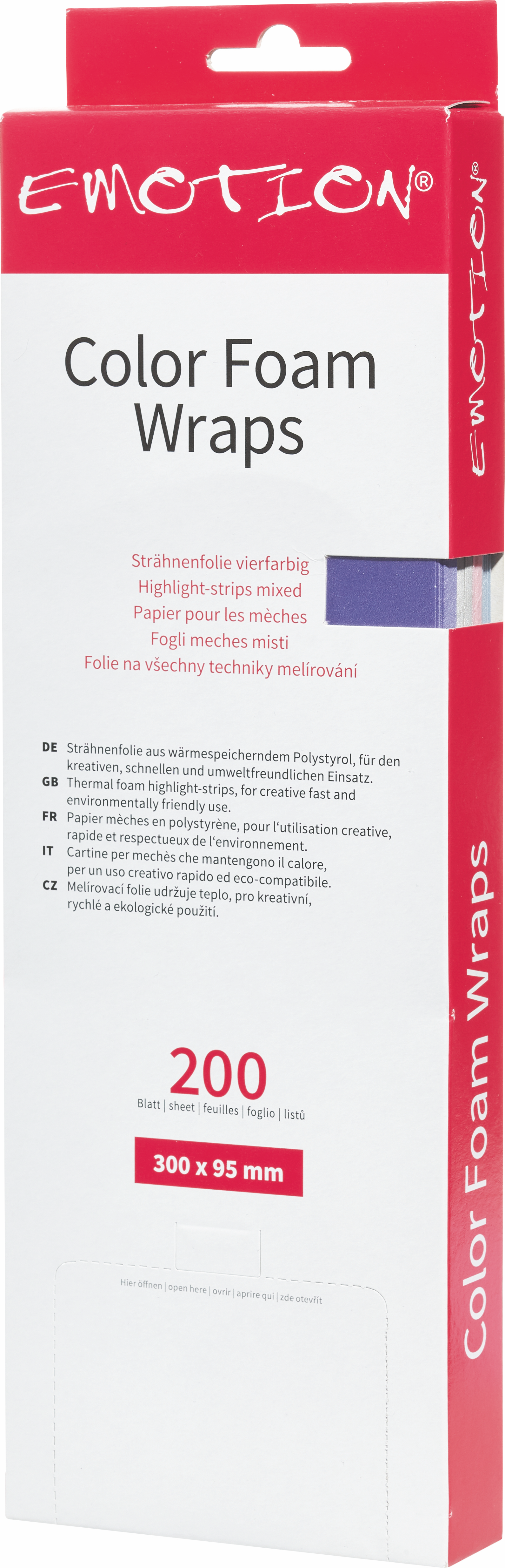 Emotion COLOR FOAM WRAPS Strähnenpapier 30cm 4 Farben - 200Stk.