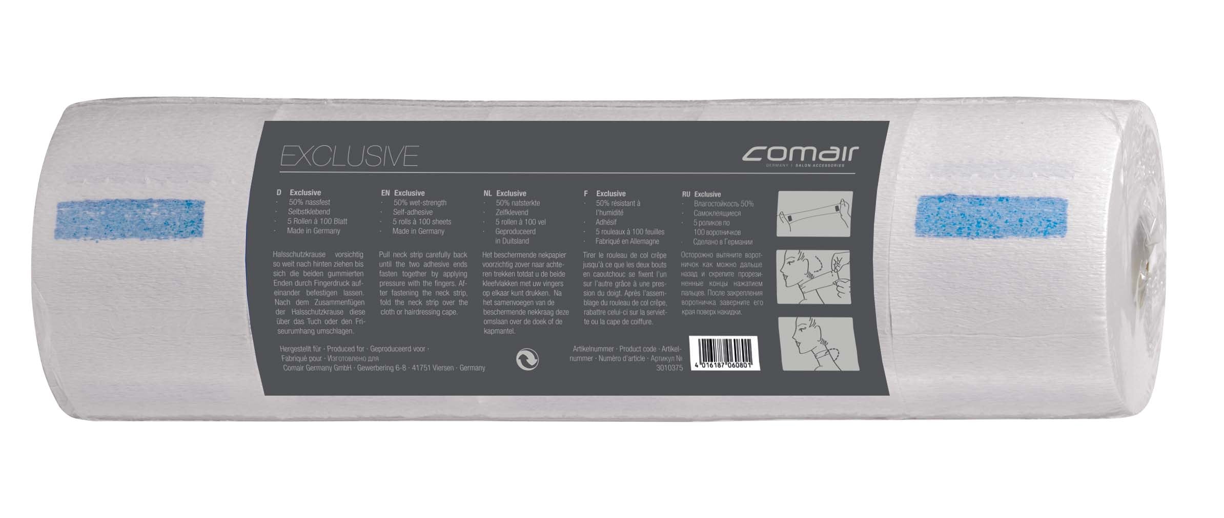 Comair Halkra Exklusive weiss 5 Rollen a 100 Streifen nassfest MADE IN GERMANY