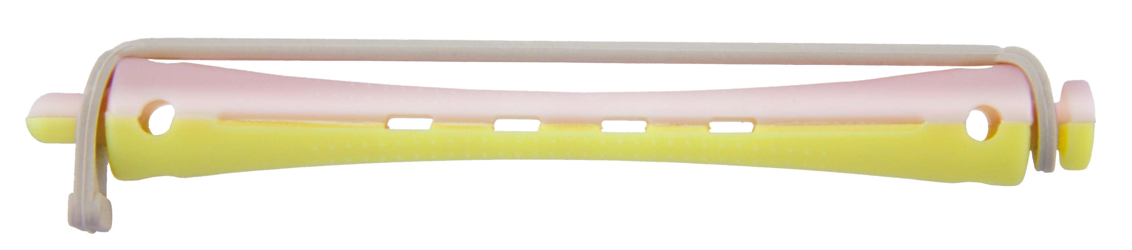 Comair KW-Wkl.2-fbg 12er 8mm lang Rundgummi gelb/rosa Länge 91mm Kaltwellwickler