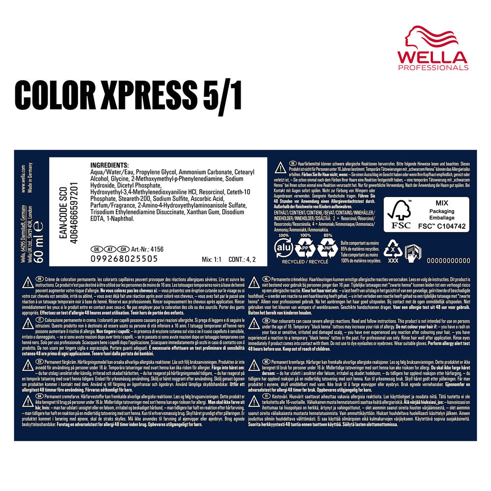 Wella Color Xpress 5/1 hellbraun asch 60 ml