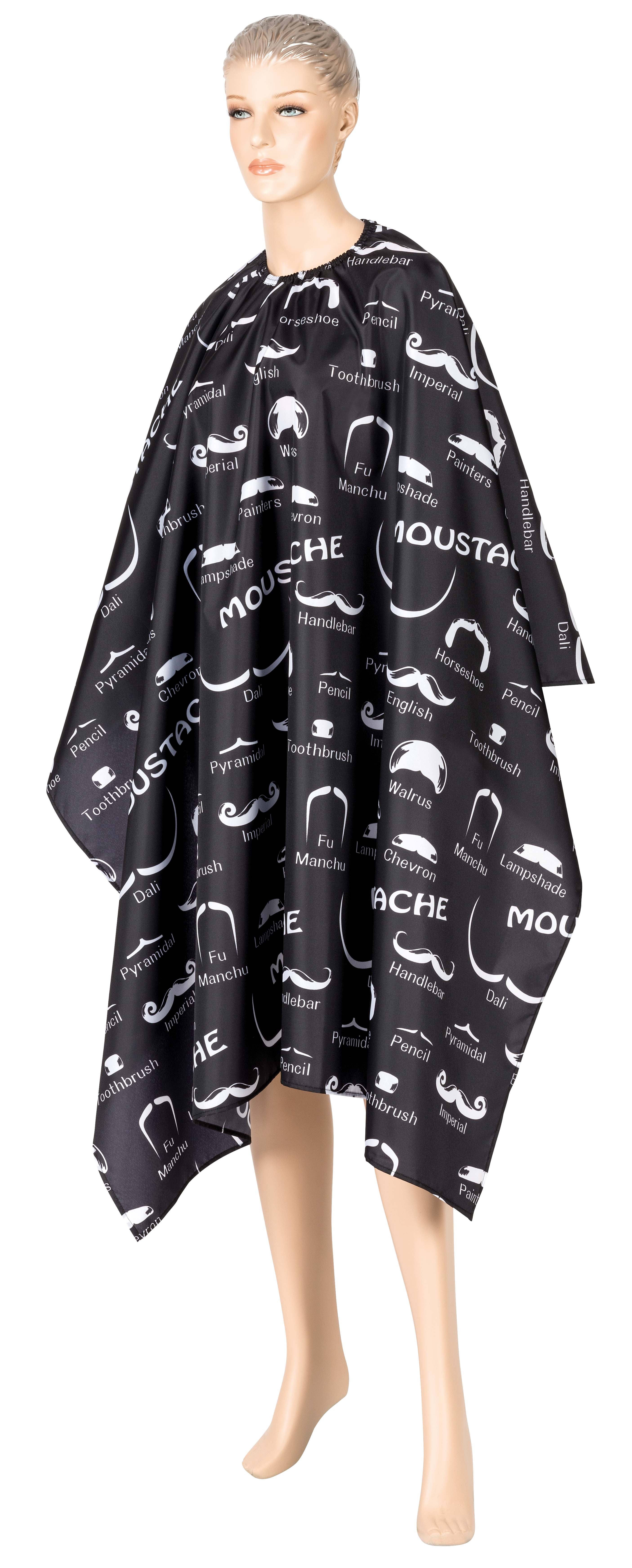 Comair Barber Umhang Moustache,sz-weiss, 144x140cm,Poly.,Hakenvers.,wasserd,bedr