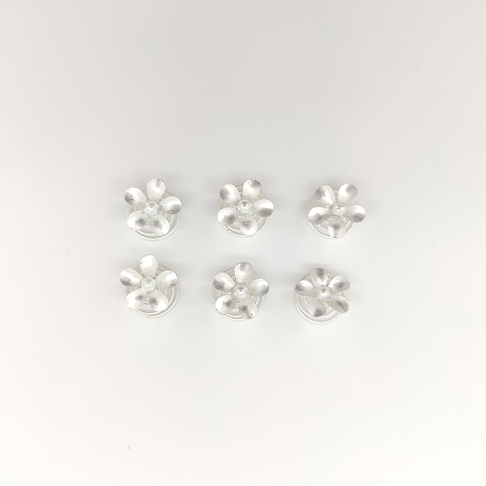 A&A Haarspirale silber Blume Glitter mit Perle 6er