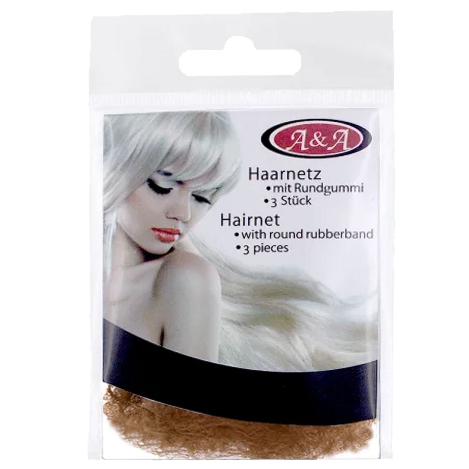 A&A Haarnetz dünn Rundgummi hellbraun 3 Stück