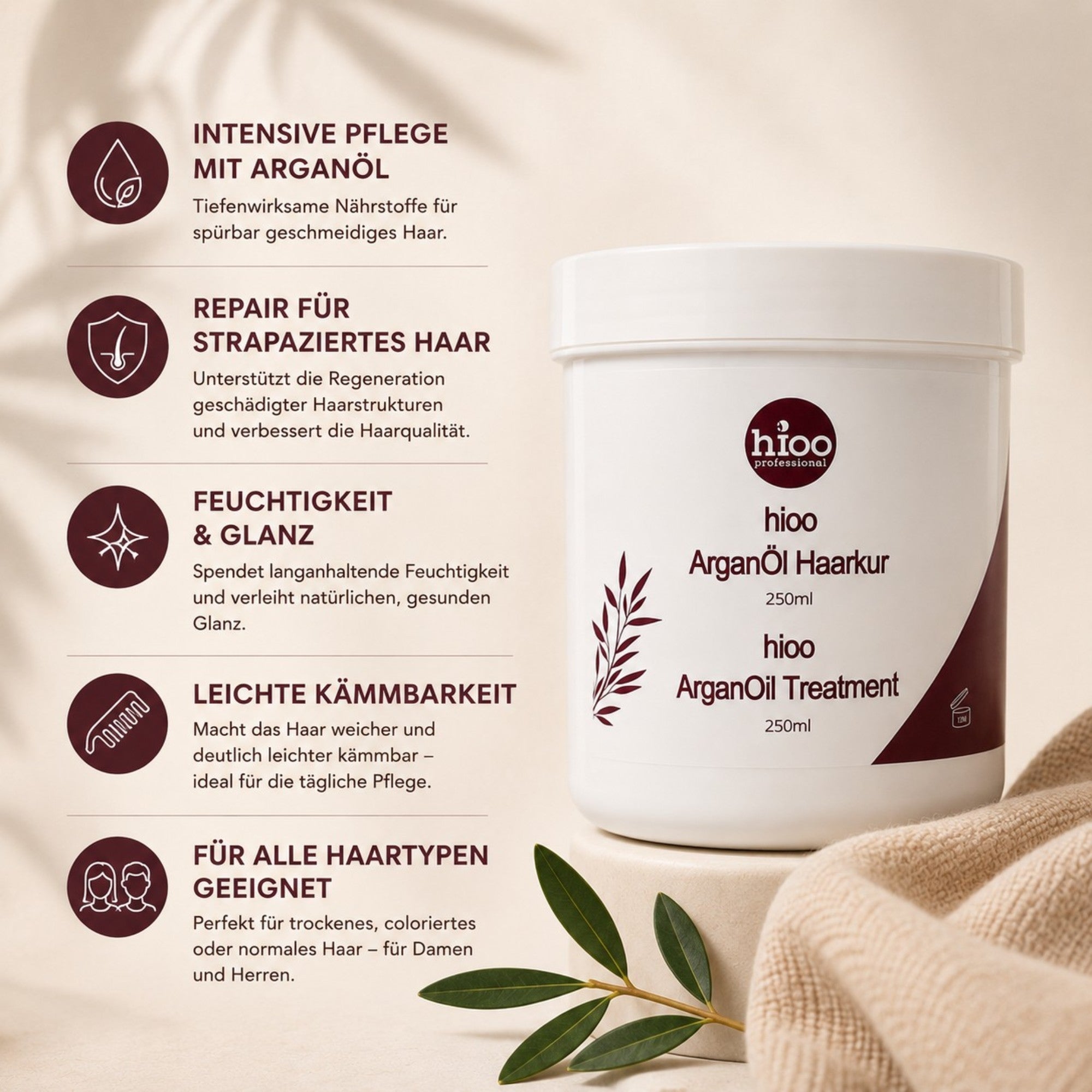 hioo ArganÖl Haarkur 250ml