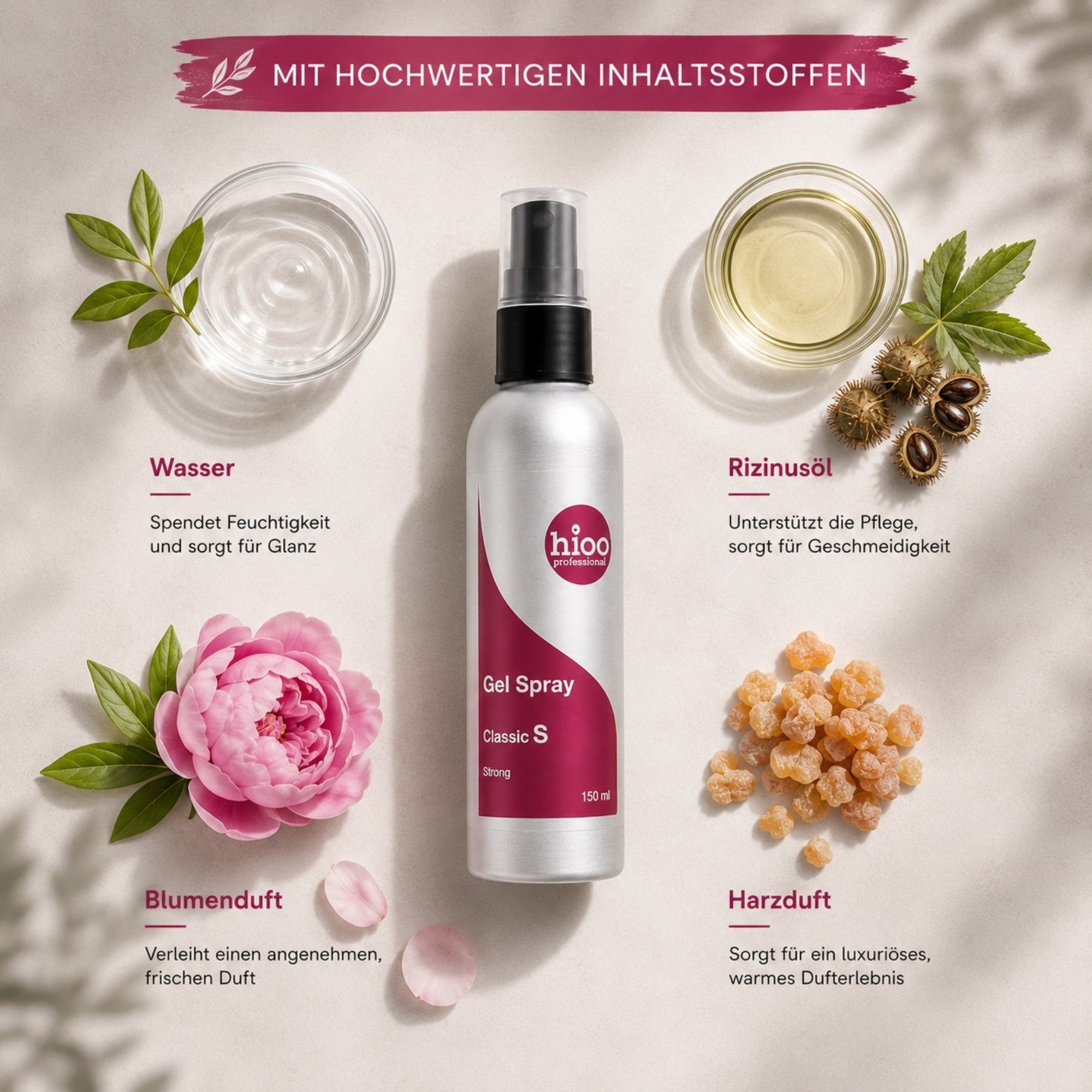 hioo Sprühgel S, starker Halt, 100ml Flasche