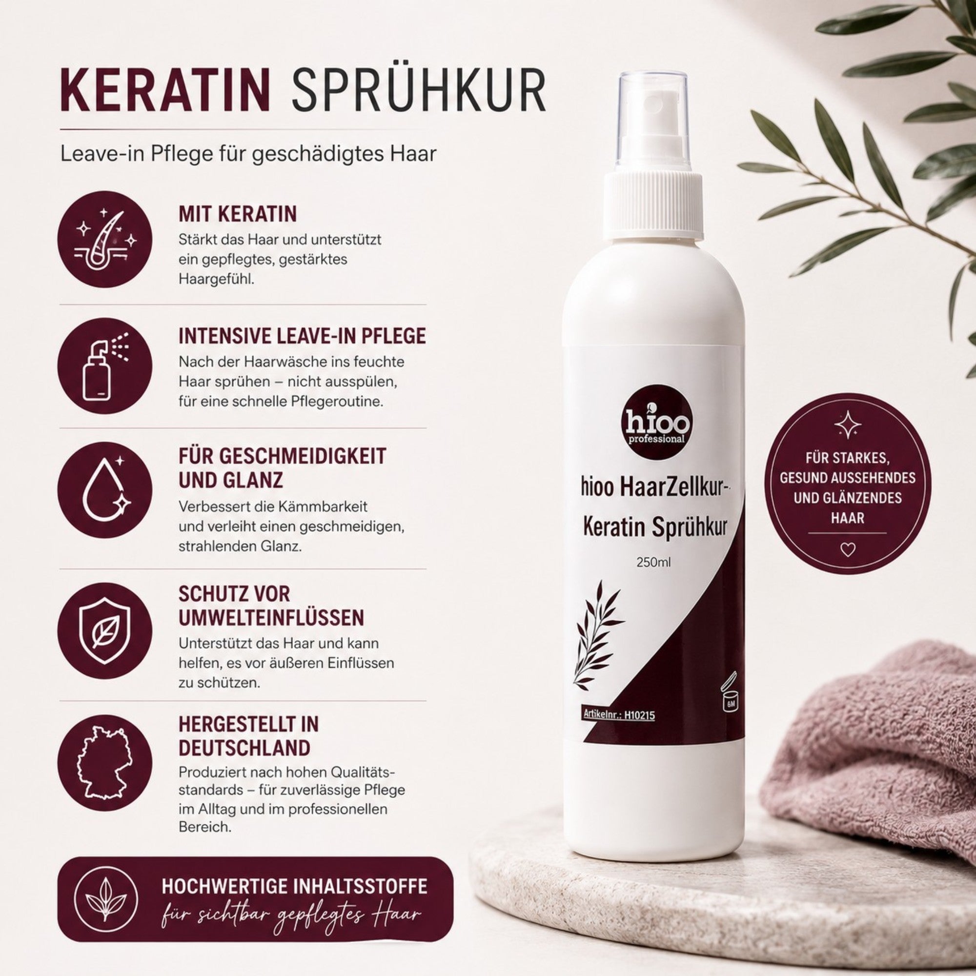 hioo HaarZellkur Keratin Sprühkur 250ml