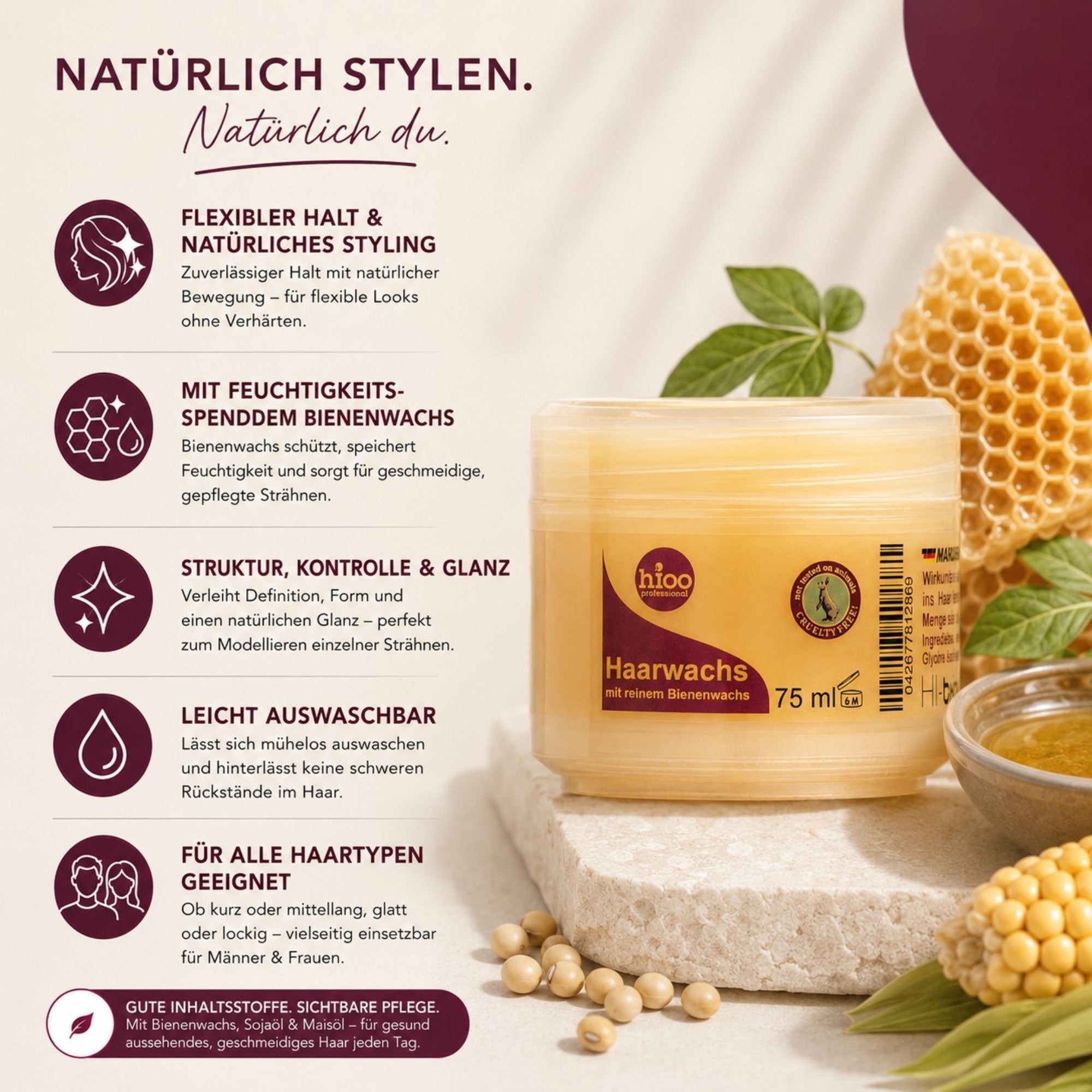 hioo Haarwachs 75ml Tiegel