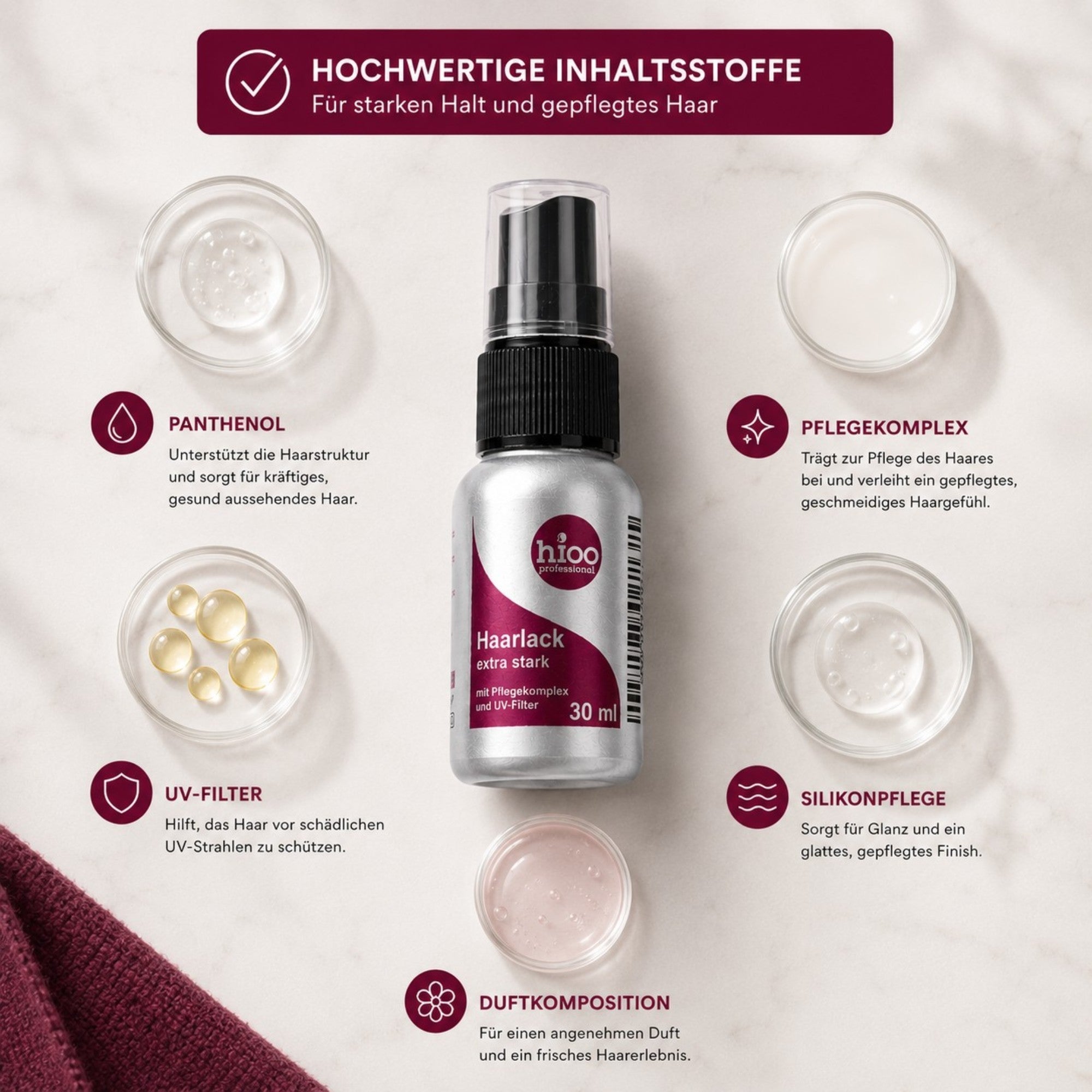 hioo Haarlack eS, 30ml /Reisegröße