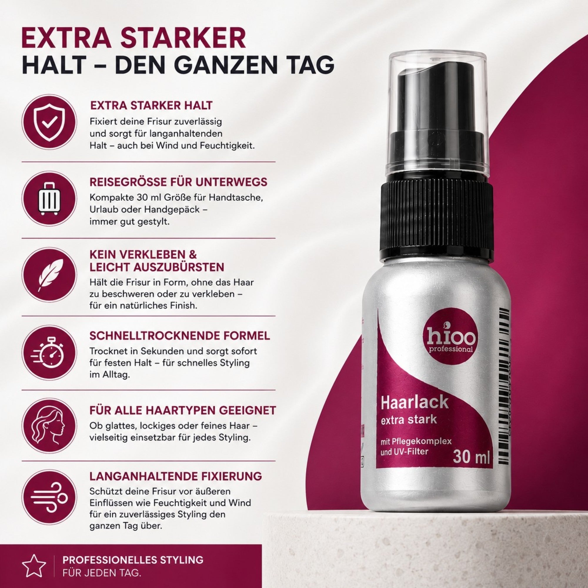 hioo Haarlack eS, 30ml /Reisegröße