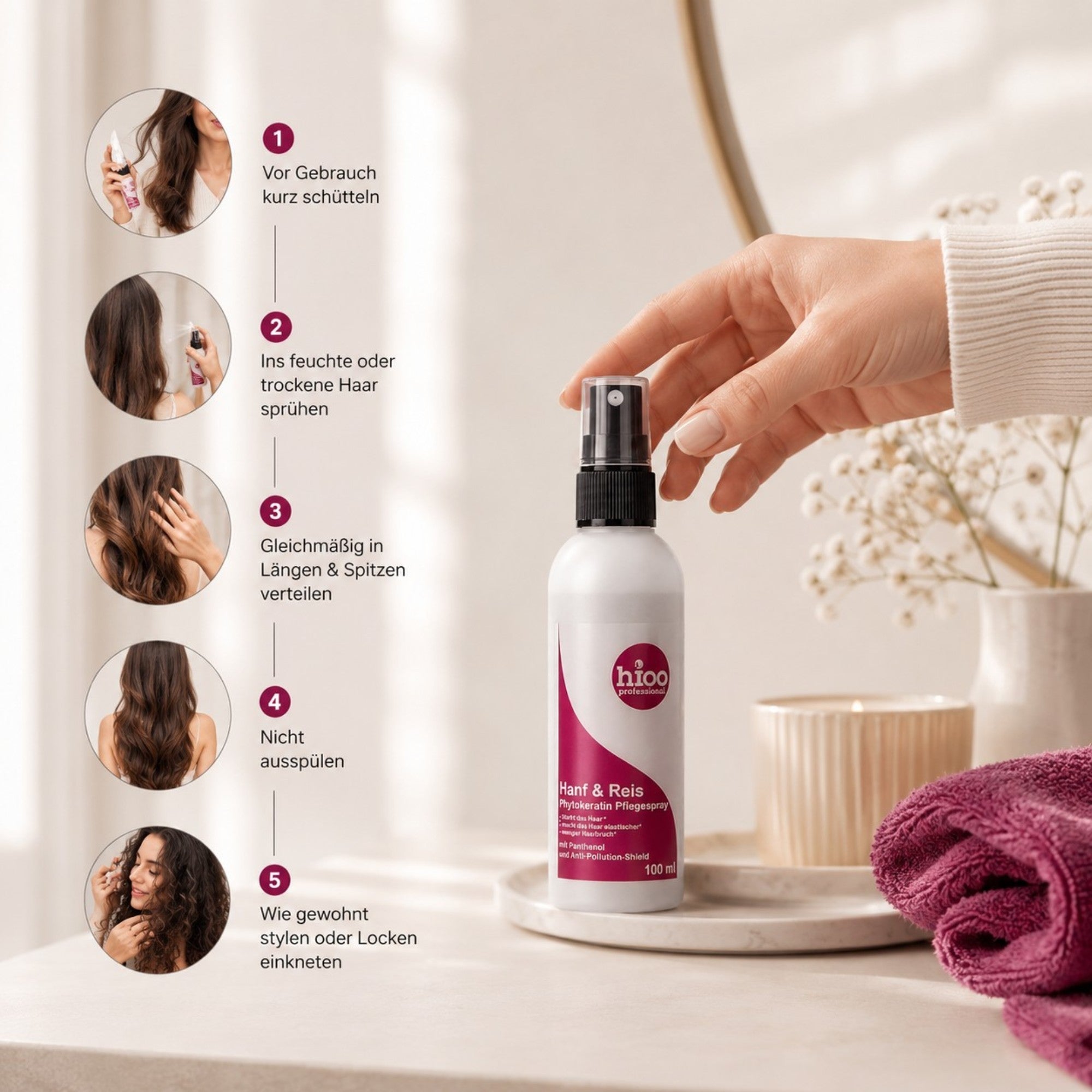 hioo Hanf & Reis Phytokeratin Pflegespray 100ml