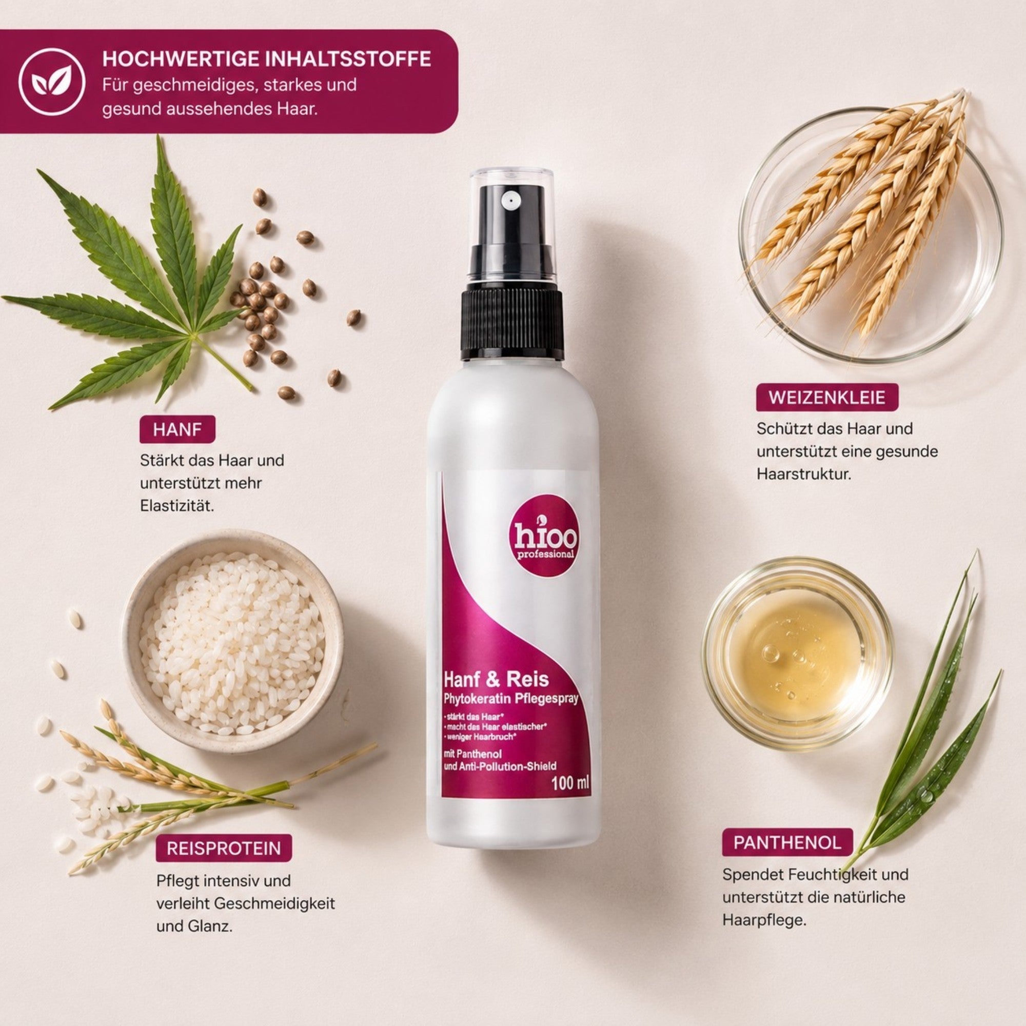 hioo Hanf & Reis Phytokeratin Pflegespray 100ml