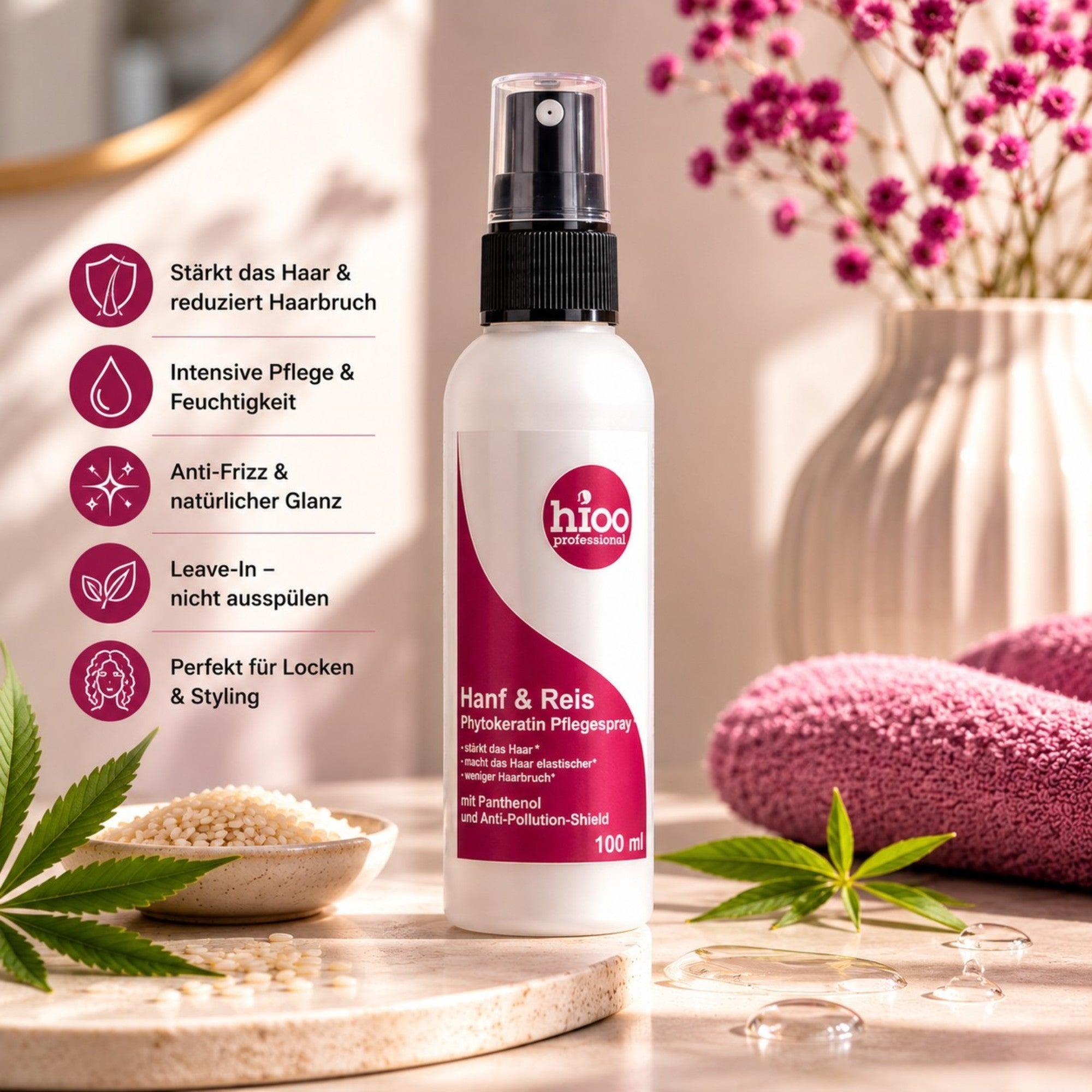 hioo Hanf & Reis Phytokeratin Pflegespray 100ml
