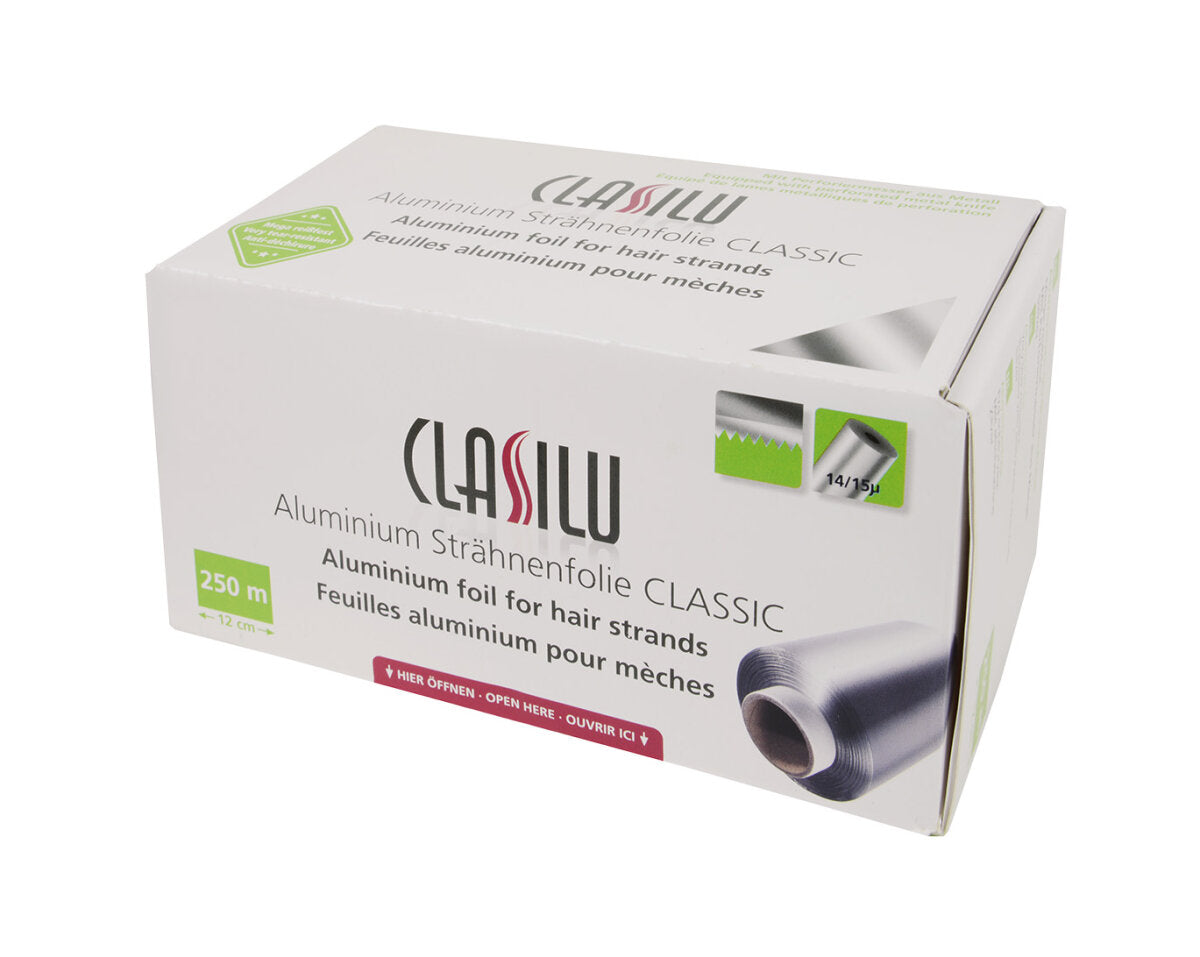 CLASSILU Klassiche Alusträhnenfolie, glat, 12cm, 250mLang, 14/15µ
