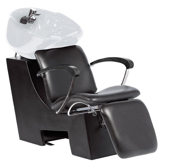 Comair WP Wien Becken weiß, Stuhl sz, Arml. sz, glänzende Säule, Waschplatz